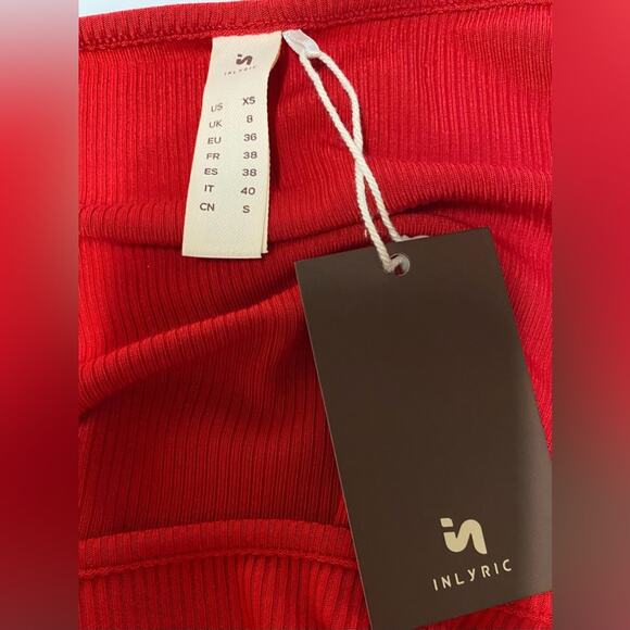 Inlyric Red Long Sleeve Ribbed Dress Loungewear Sz XS - Picture 5 of 8